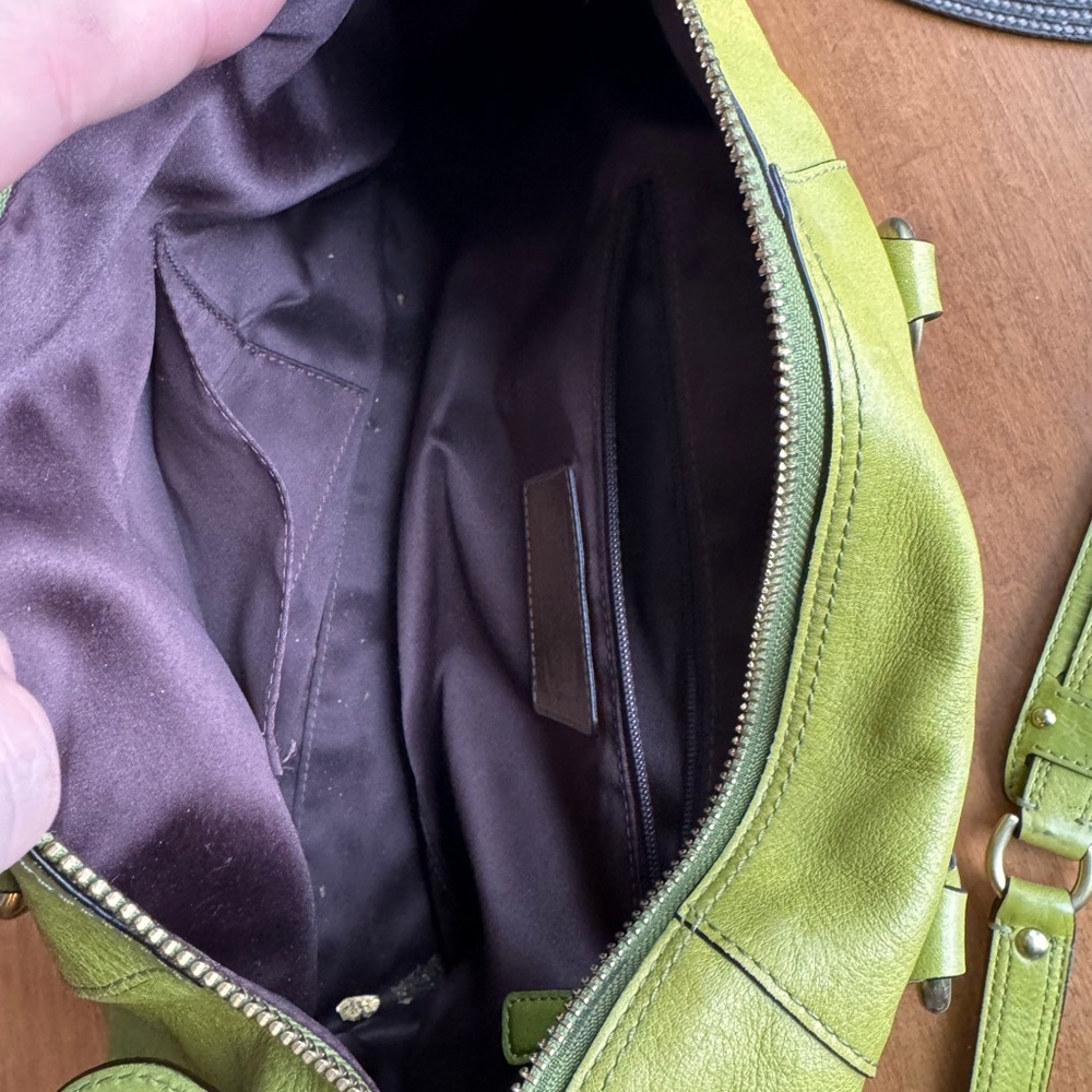 Coach Green Leather Satchel with Gold Accents - Picture 6 of 7